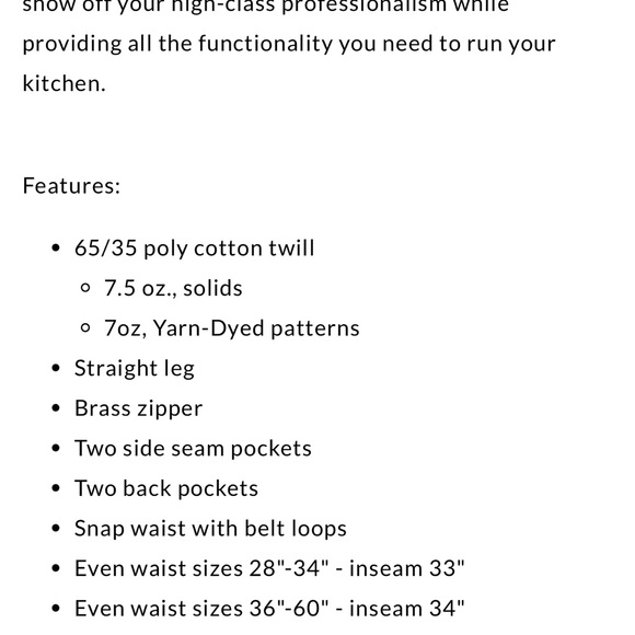 Uncommon Threads Button Chef Pants - Picture 9 of 9